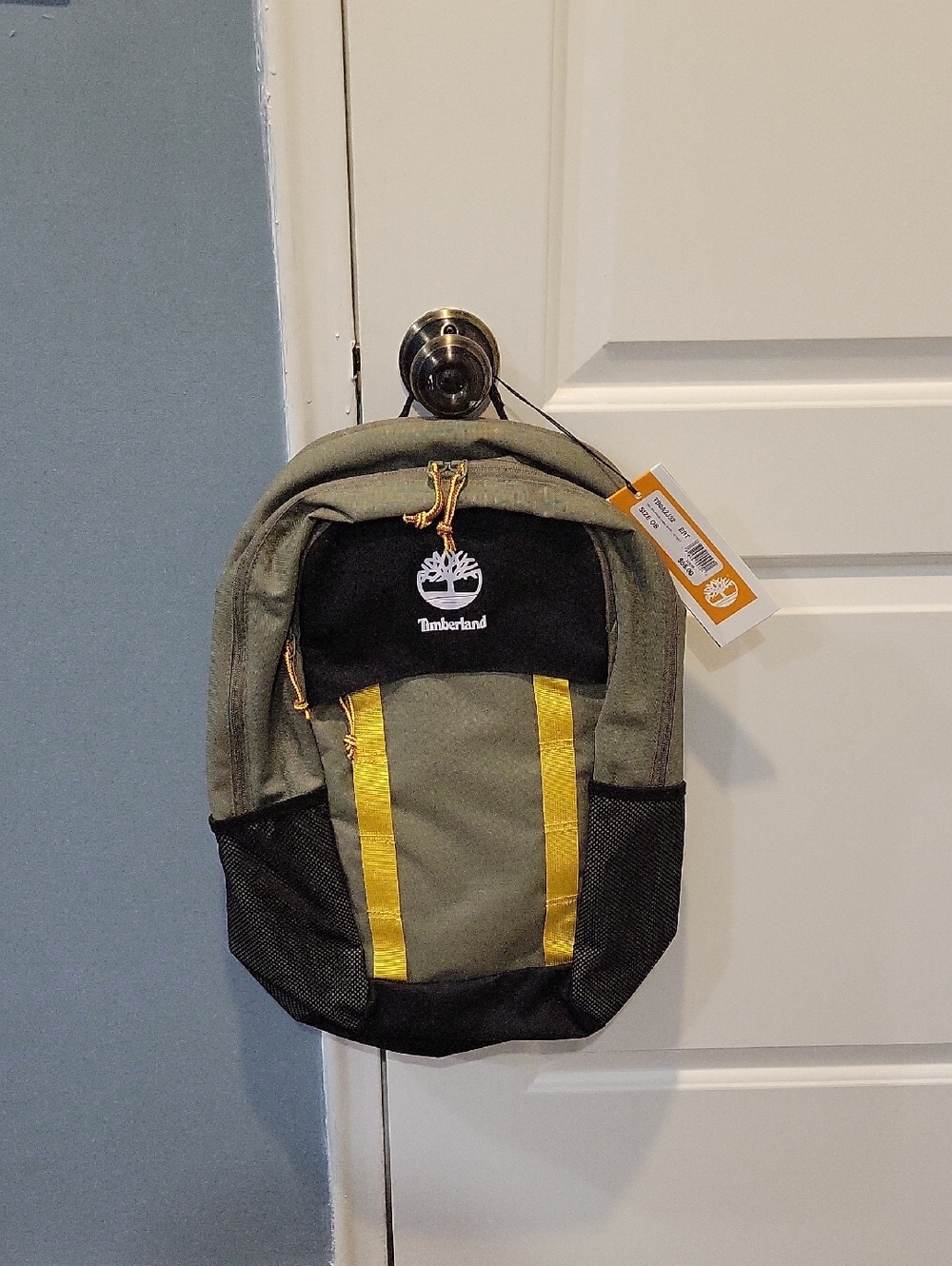 Timberland Olive Green and Yellow Accent Men's Backpack
